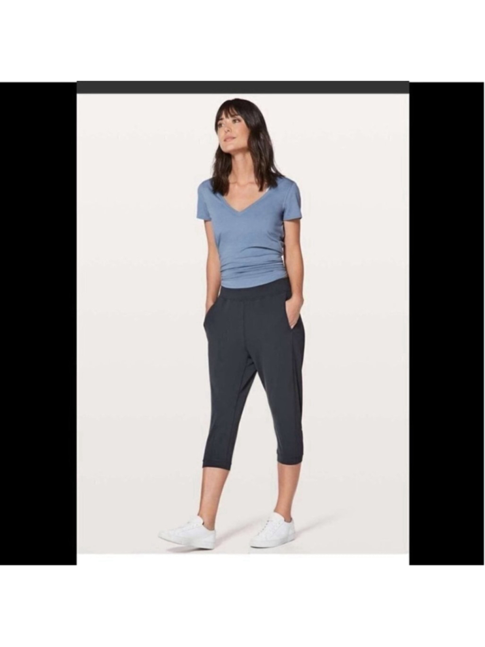 Lululemon Rejuvenate Crop *18"Blue Tied Nulu sweat wicking sz 4